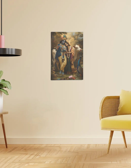 Radha Krishna Poster – 300 GSM Spiritual Wall Art for Love and Devotion | Vastu Positive Decor