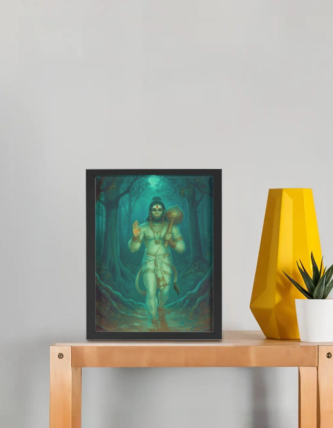 Lord Hanuman Photo Frame | 300 GSM Glossy Laminated Artboard | Strength & Protection Wall Decor | Vastu Positive Gift