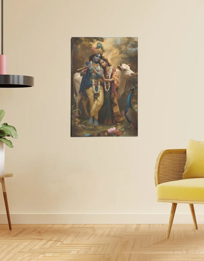 Radha Krishna Poster – 300 GSM Spiritual Wall Art for Love and Devotion | Vastu Positive Decor