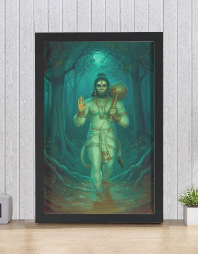 Lord Hanuman Photo Frame | 300 GSM Glossy Laminated Artboard | Strength & Protection Wall Decor | Vastu Positive Gift