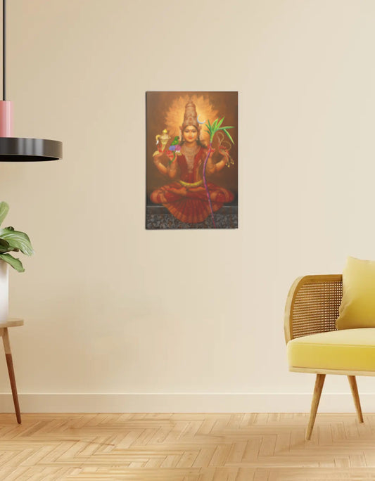 Lalitha Tripura Sundari Poster – Kanchi Kamakshi Devi Poster Wall Art | 300 GSM Divine Decor for Peace and Prosperity