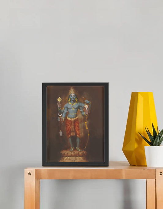 Sri Rama Photo Frame | Shri Ram Wall Art for Home Temple | 300 GSM Glossy Laminated Artboard | Vastu Positive Spiritual Gift