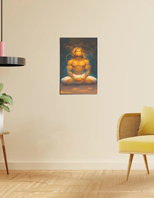 Hanuman Meditating Poster – 300 GSM Spiritual Wall Art for Strength and Devotion | Vastu Positive Decor