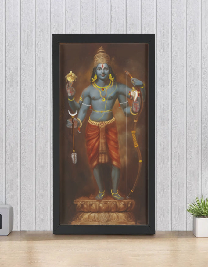Sri Rama Photo Frame | Shri Ram Wall Art for Home Temple | 300 GSM Glossy Laminated Artboard | Vastu Positive Spiritual Gift