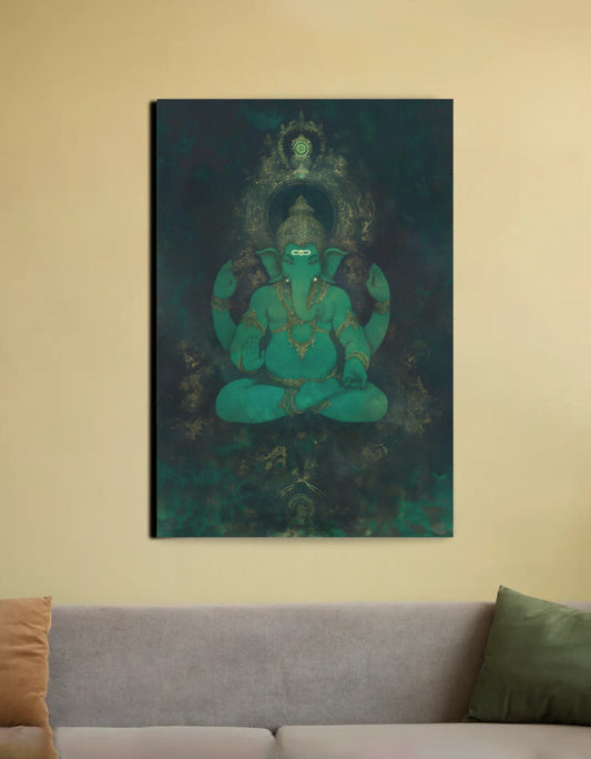 Ganesha Canvas Wall Art | Vastu Positive Home Décor | Remover of Obstacles | PolyCanvas Spiritual Gift
