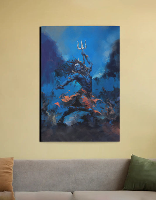 Shiva Tandava Digital Painting on Canvas – Sacred Cosmic Dance Wall Art for Spiritual & Home Décor