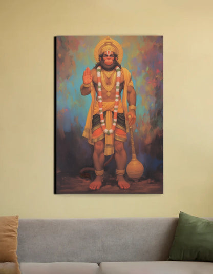 Lord Hanuman Canvas Wall Art | Protector of Strength and Devotion | Vastu Positive Spiritual Gift | PolyCanvas Framed Décor