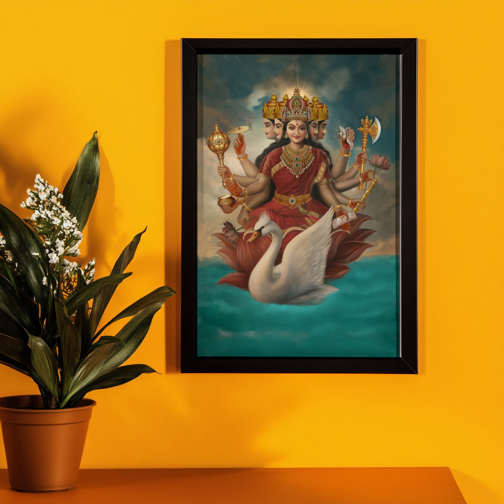 Gayatri Devi Photo Frame – Spiritual Wall Art for Home, Pooja Room & Gifting
