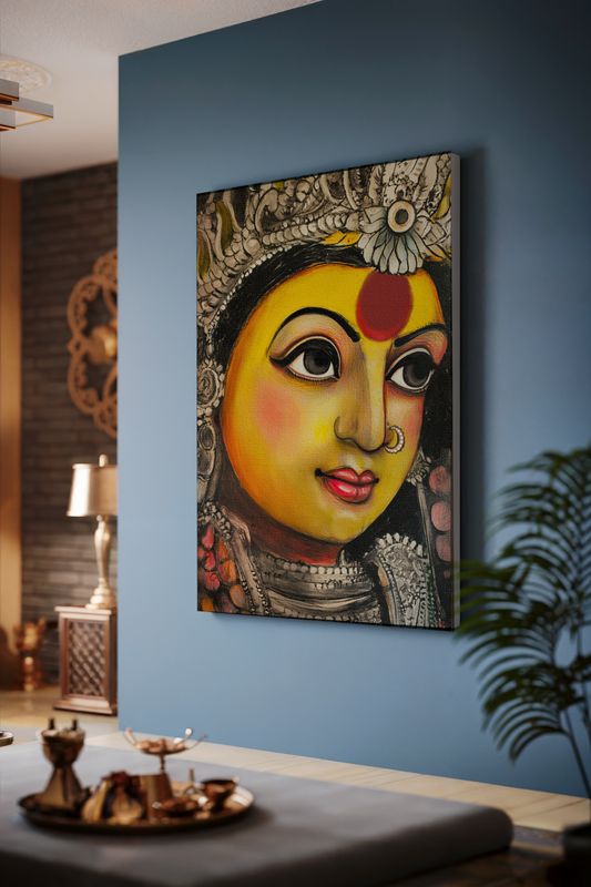 Graceful Eyes of Maa Durga Abstract Canvas Wall Art | Divine Feminine Energy | Vastu Positive Spiritual Gift