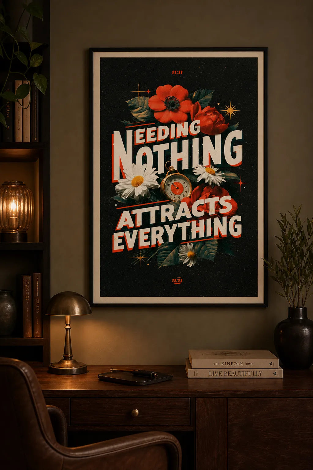 Needing Nothing Attracts Everything Photo Frame | 11:11 Manifestation Quote Wall Art | Inspirational Spiritual Home Décor | Meaningful Gift