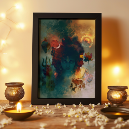 Guru Dattatreya Swamy Photo Frame | Premium Hindu Spiritual Wall Art for Home Décor