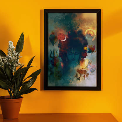 Guru Dattatreya Swamy Photo Frame | Premium Hindu Spiritual Wall Art for Home Décor
