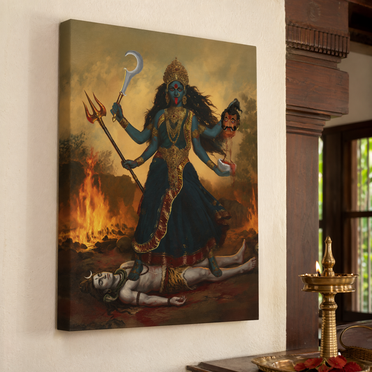Maa Kali Canvas Wall Art | Divine Hindu Goddess Kali Painting for Home Decor, Vastu & Spiritual Gift