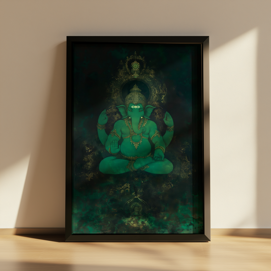 Divine A4 Poster Frame of Ganesha Digital Art - Perfect for Spiritual Decor