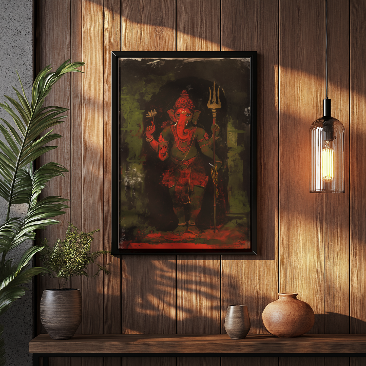 Lord Ganesha Photo Frame | Ganpati Wall Art | 300 GSM Glossy Laminated Artboard | Vastu Decorative & Auspicious Gift