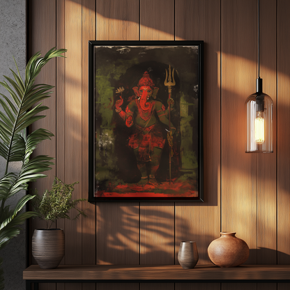 Lord Ganesha Photo Frame | Ganpati Wall Art | 300 GSM Glossy Laminated Artboard | Vastu Decorative & Auspicious Gift