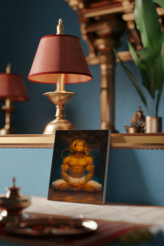 Hanuman Meditation Canvas Wall Art – Divine Spiritual Decor for Home, Pooja Room & Meditation Space