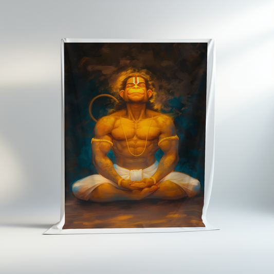 Hanuman Meditating Canvas Print Roll 24x36 Inch – Hindu God Wall Art for Pooja Room & Spiritual Decor