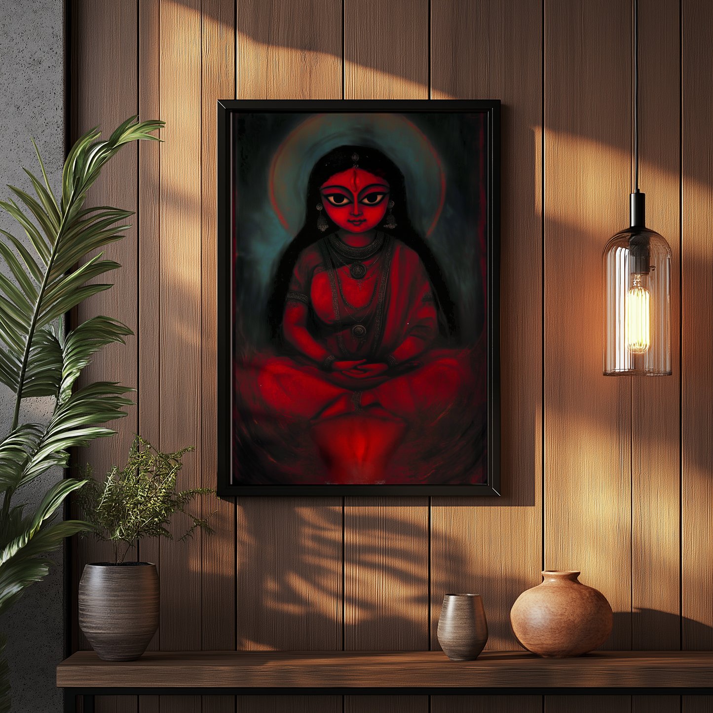 Maa Kamakhya Devi Photo Frame – Powerful Shakti Peeth Wall Art | Tantra Spiritual Decor | Glossy Laminated Frame (No Glass)