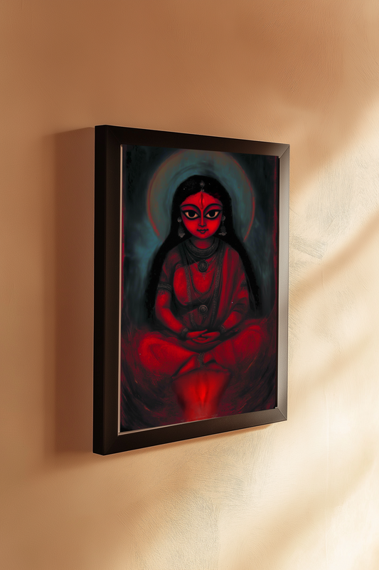 Maa Kamakhya Devi Photo Frame – Powerful Shakti Peeth Wall Art | Tantra Spiritual Decor | Glossy Laminated Frame (No Glass)