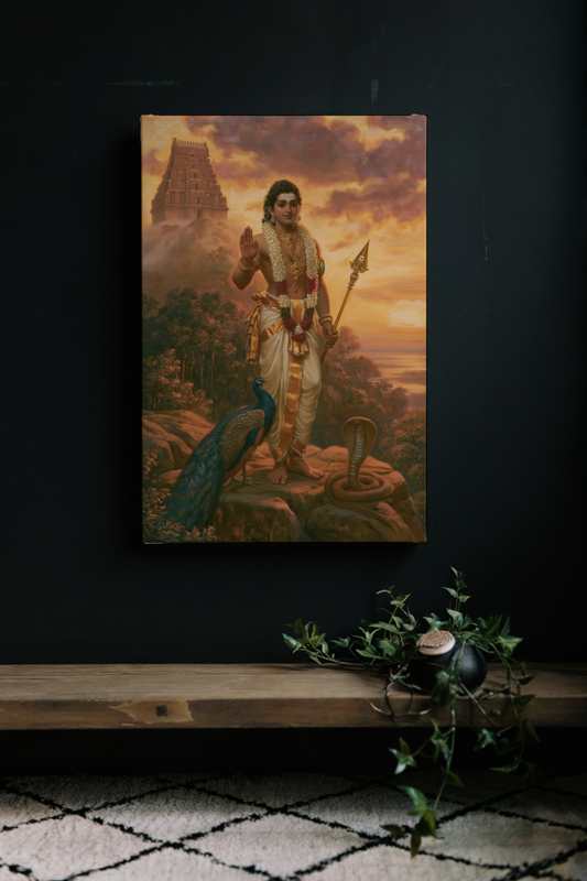 Lord Subramanya Swamy Canvas Frame | Premium Hindu Spiritual Wall Art for Home Décor