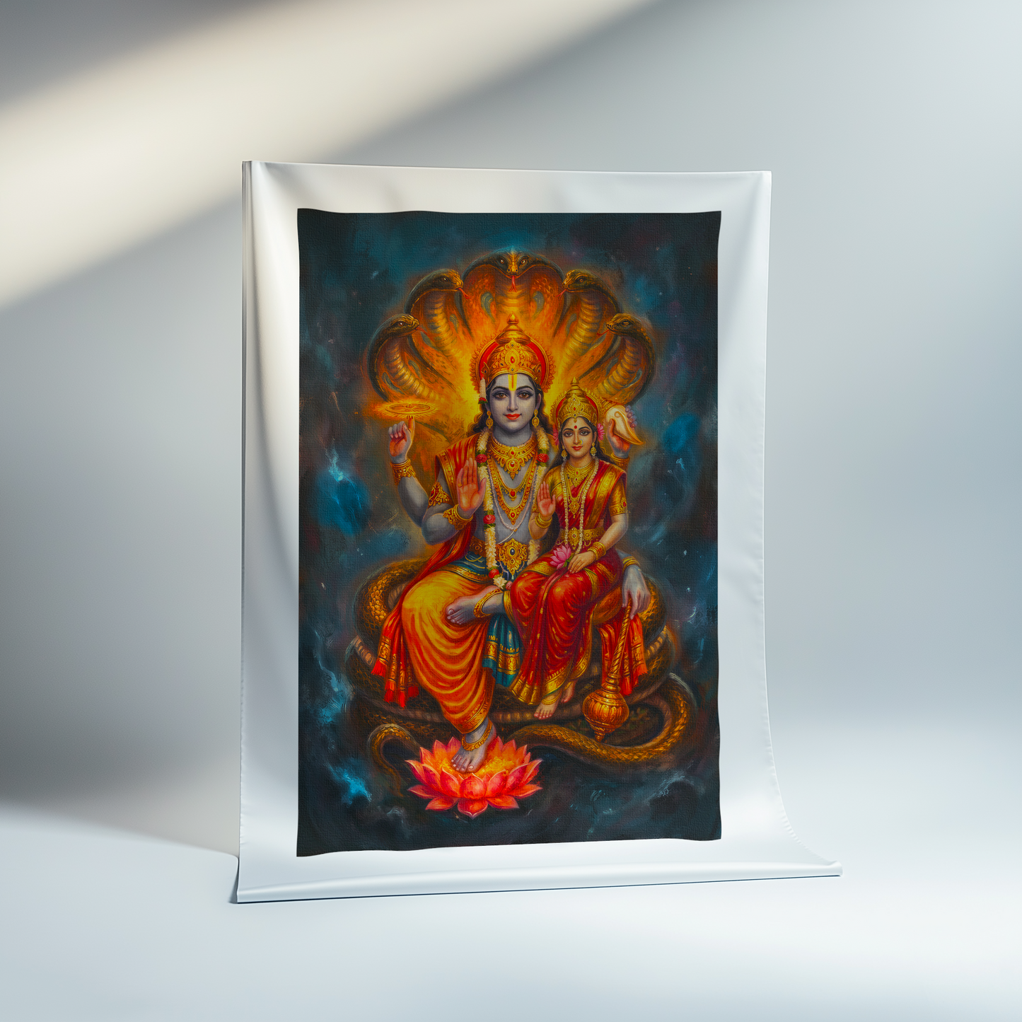 Sriman Lakshmi Narayana Swamy Canvas Print Roll (Unframed) – Vishnu Lakshmi Divine Wall Art for Home Temple & Spiritual Décor