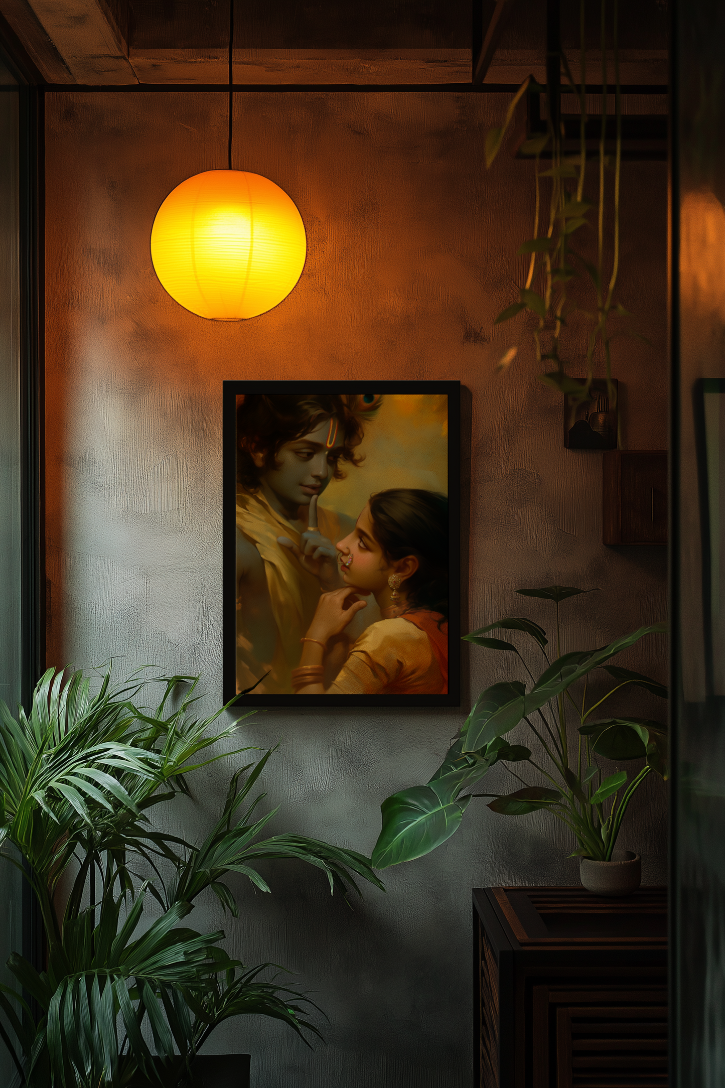 Radha Krishna Photo Frame – Eternal Love & Divine Harmony | Laminated Glossy Art Print on 300 GSM Board