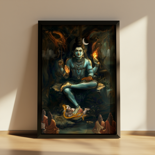 Dakshina murthy Photo Frame Online – Lord Shiva as Adi Guru | Vastu Wall Decor for Wisdom, Knowledge & Spiritual Study Room | Premium Laminated Finish