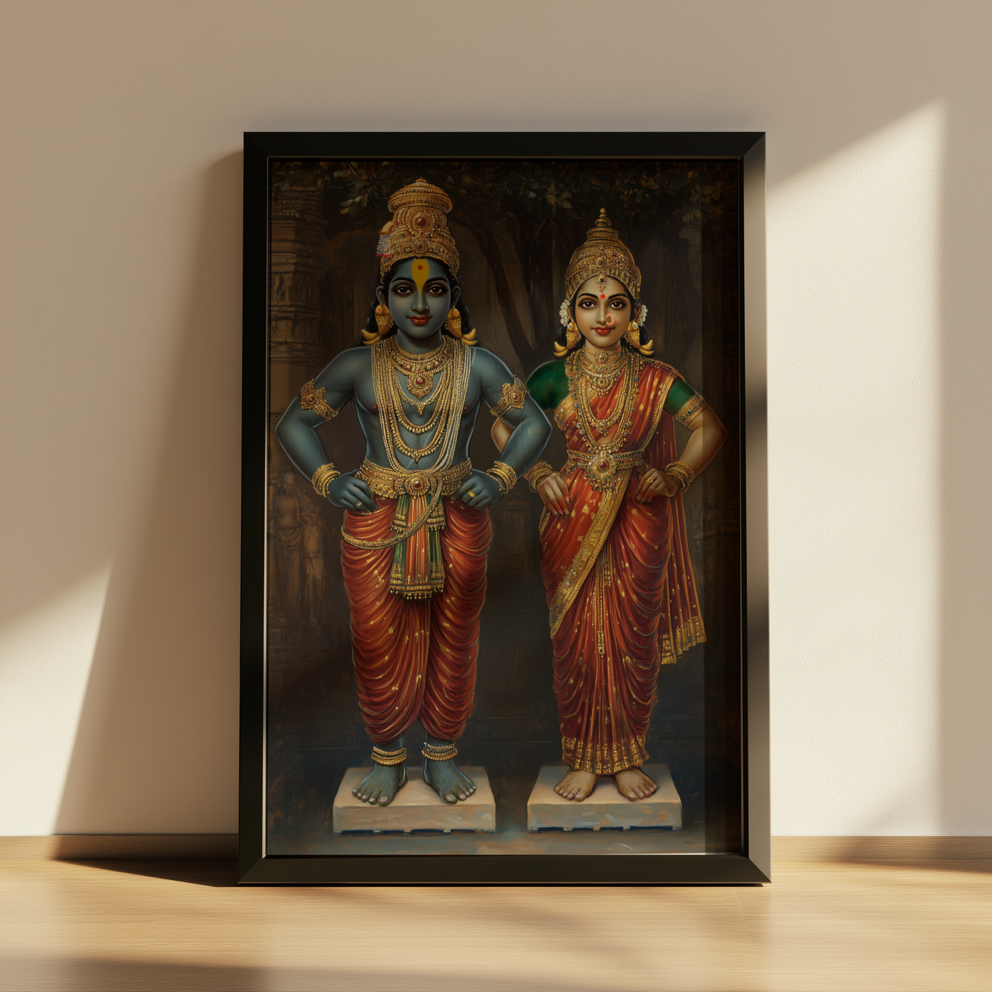 Panduranga Vitthala with Rukmini Devi Photo Frame – Divine Presence of Bhakti and Bliss | Laminated Glossy Art on 300 GSM Board