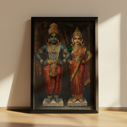 Panduranga Vitthala with Rukmini Devi Photo Frame – Divine Presence of Bhakti and Bliss | Laminated Glossy Art on 300 GSM Board