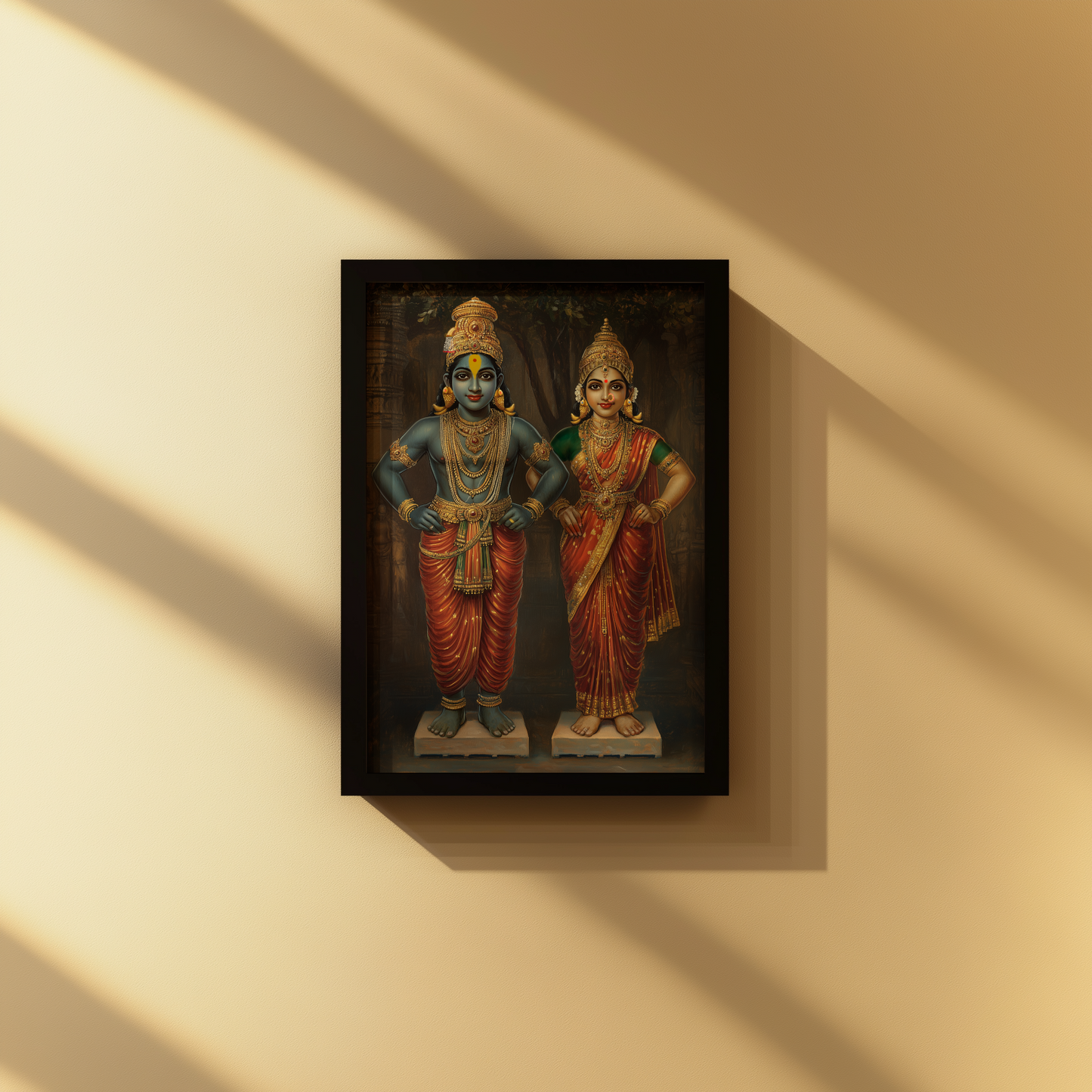 Panduranga Vitthala with Rukmini Devi Photo Frame – Divine Presence of Bhakti and Bliss | Laminated Glossy Art on 300 GSM Board