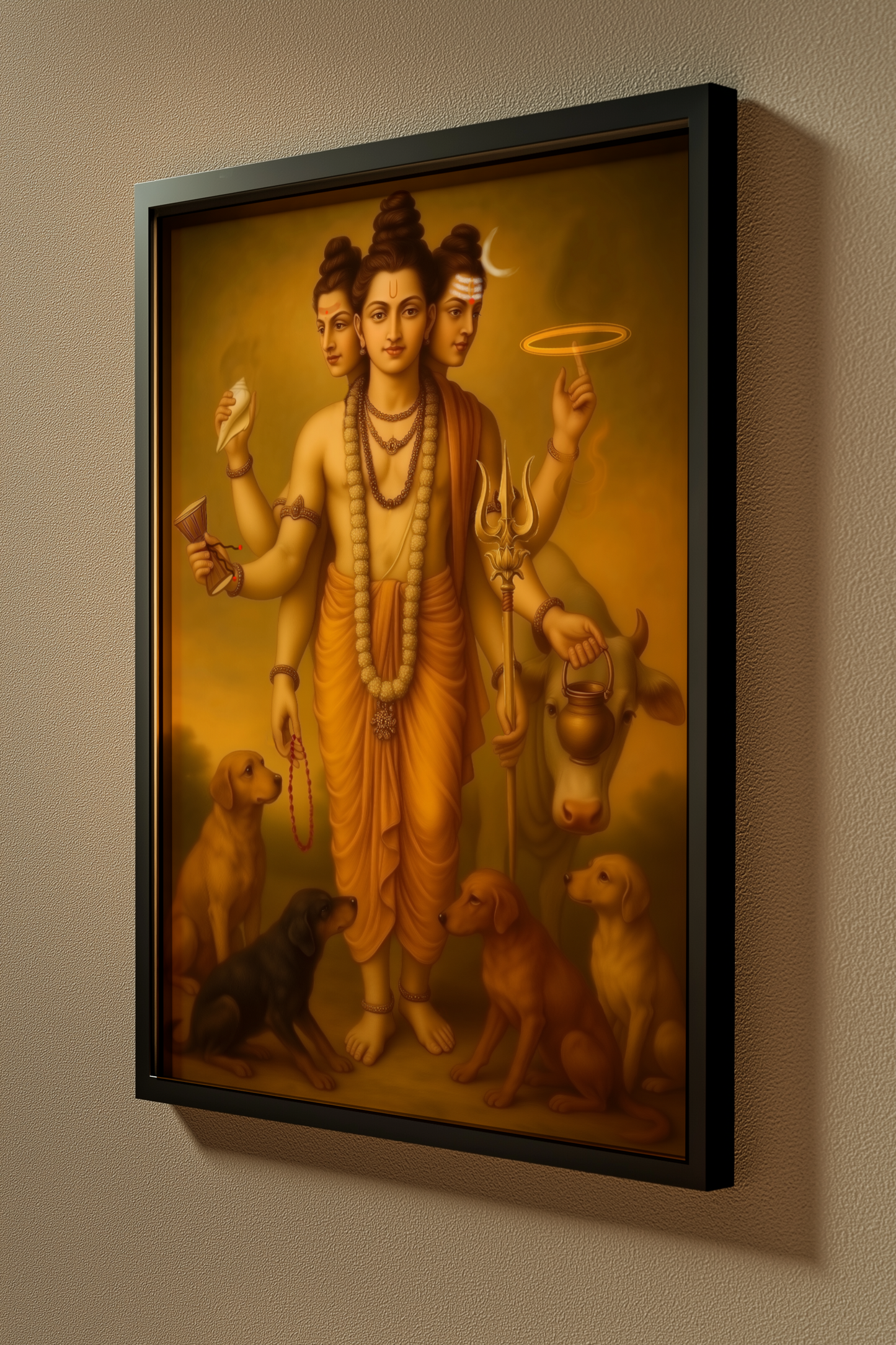 Dattatreya Swamy Photo Frame – Divine Trinity Embodied | Spiritual Wall Decor