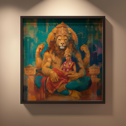 Lakshmi Narasimha Swamy Photo Frame | Perfect Gift for Devotees | 300 GSM Glossy Finish
