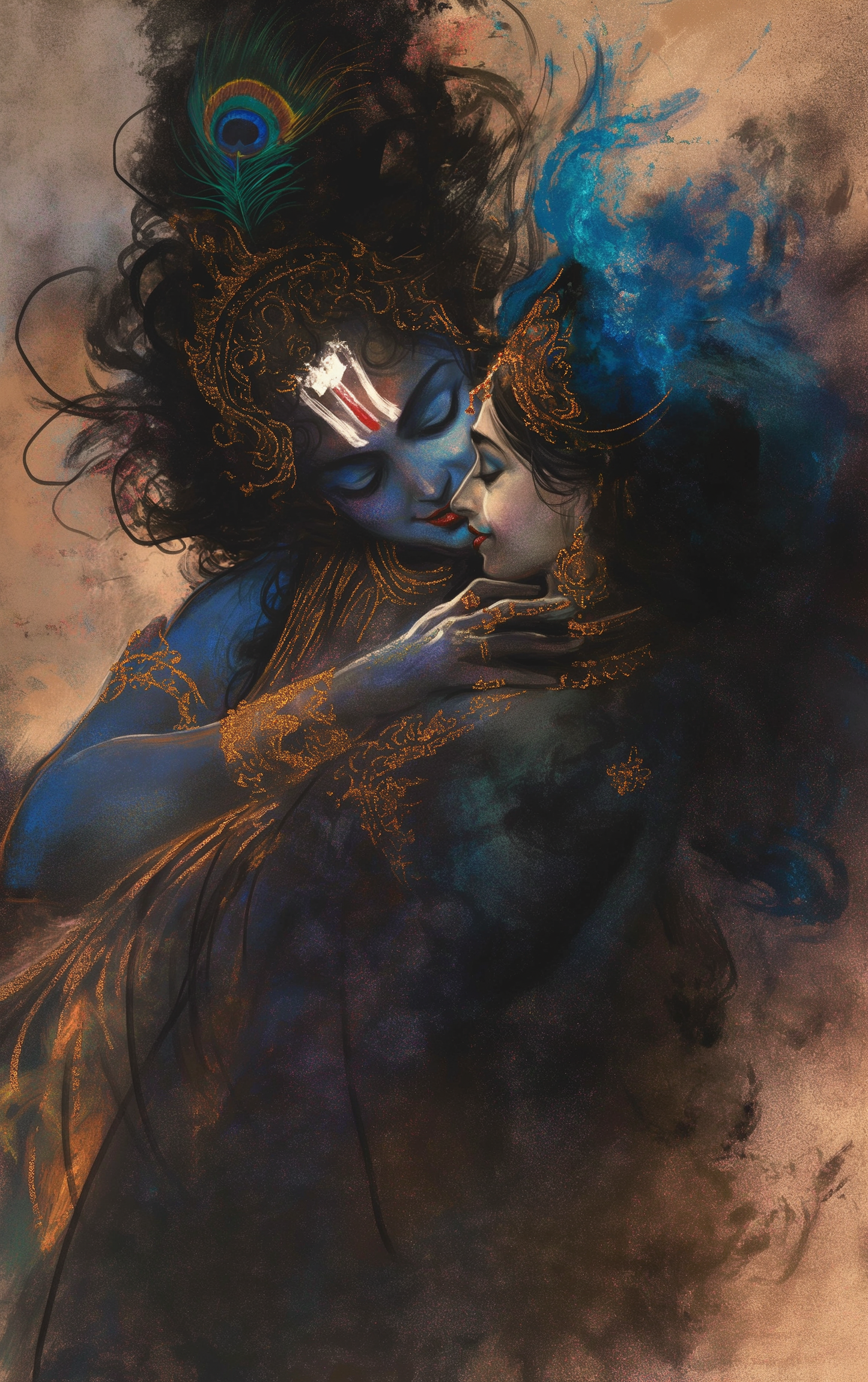 Divine Digital Art of Radha and Krishna: Eternal Love and Devotion