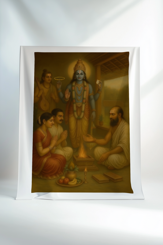 Satyanarayan Swamy Canvas Print Roll – Divine Hindu God Wall Art for Pooja Room & Spiritual Decor