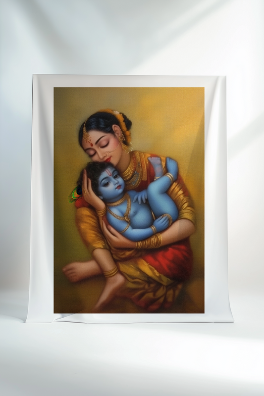Yashoda Krishna Canvas Print Roll – Divine Mother-Child Bond, Hindu Art for Spiritual Home Décor