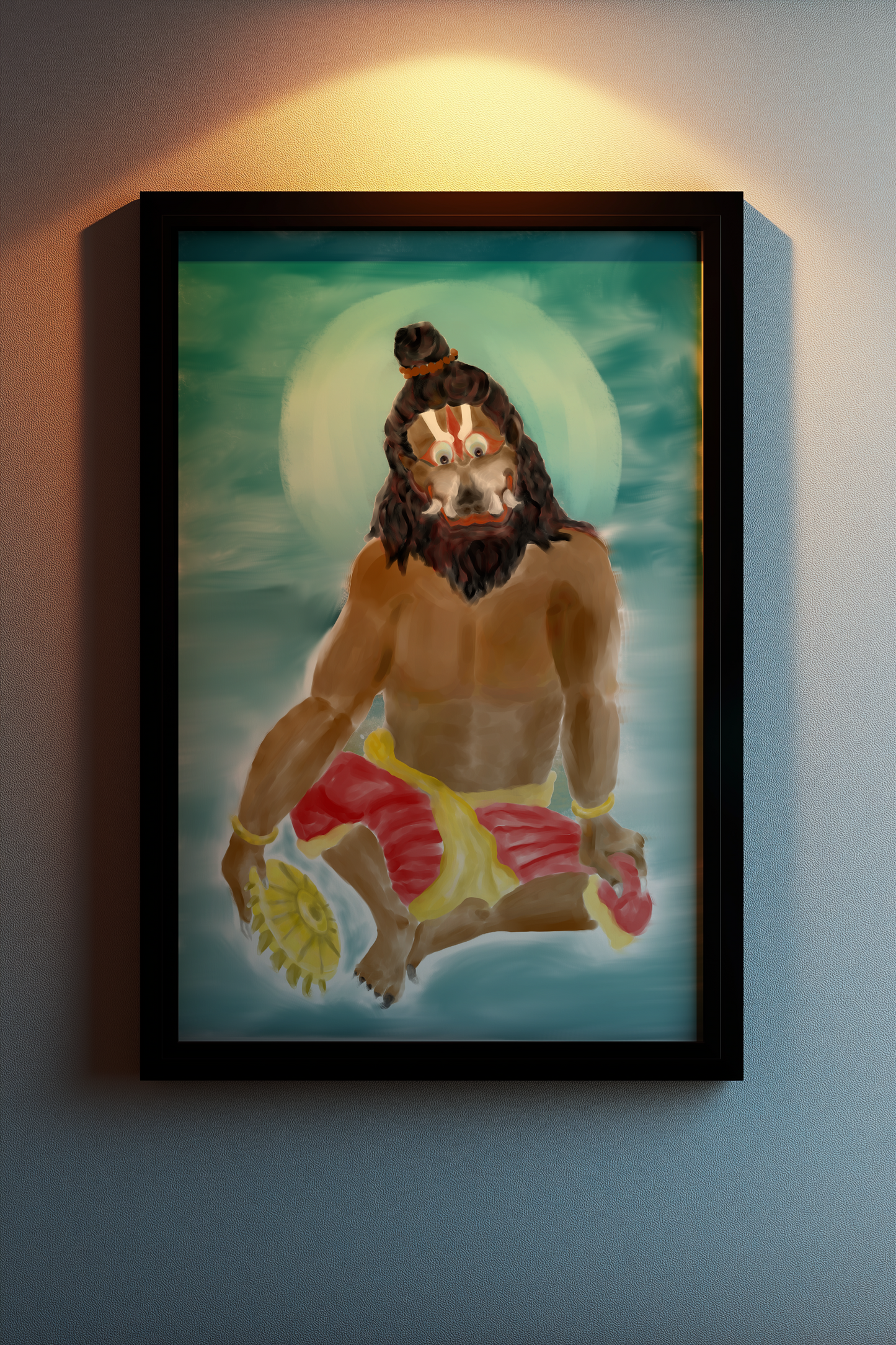 Kevala Narasimha Swamy Photo Frame – Powerful Protection Wall Art of Lord Narasimha Swamy | Vastu-Positive Hindu God Frame for Home Temple & Decor