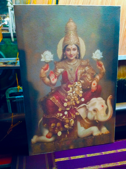Lakshmi Mata digital painting on Canvas – Gajalakshmi Gallery Wrapped Canvas for Home & Pooja Room Decor