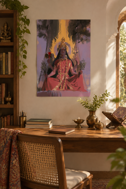 Goddess Mariyamma Poster | Mariamman Devi Hindu Devotional Wall Art | Spiritual Poster Print