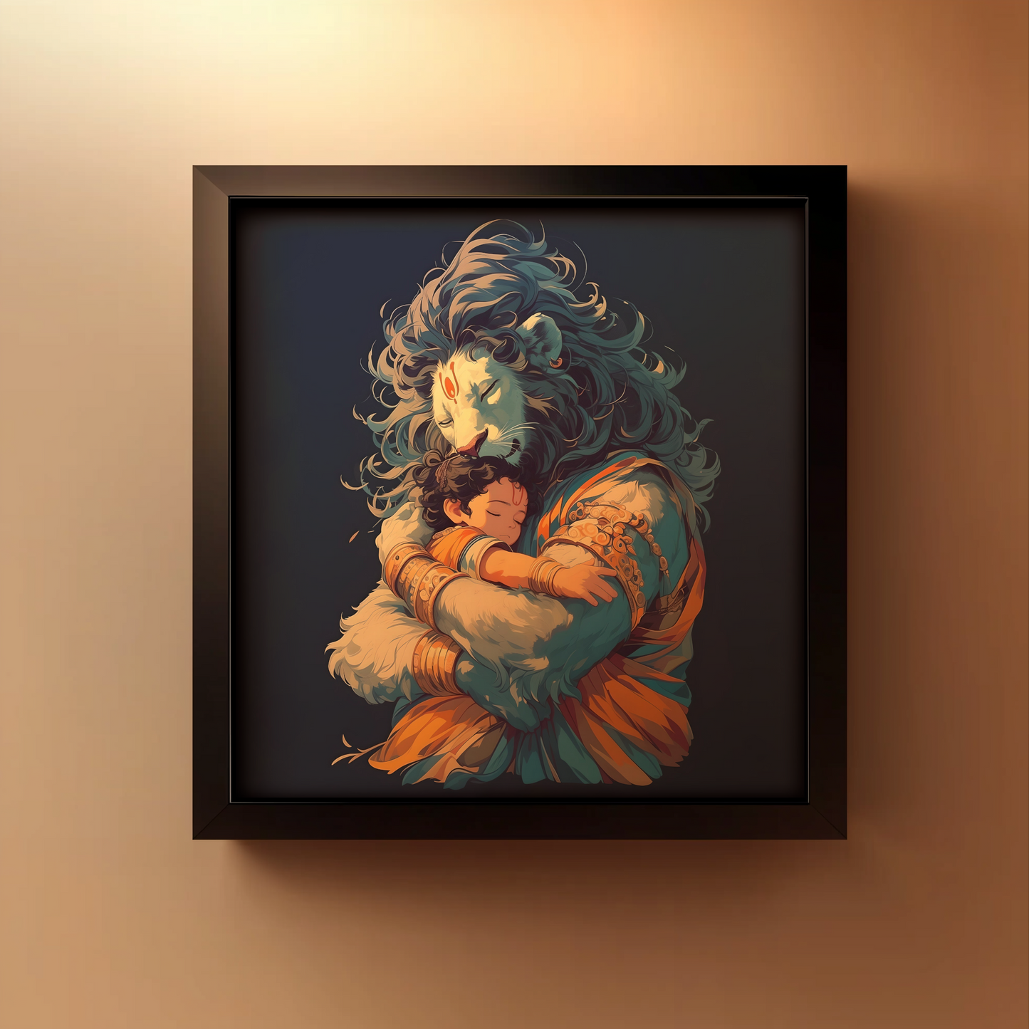 Narasimha Swamy hugging Prahlada Photo Frame | Perfect Gift for Narasimha Swamy Devotees | 300 GSM Glossy Finish
