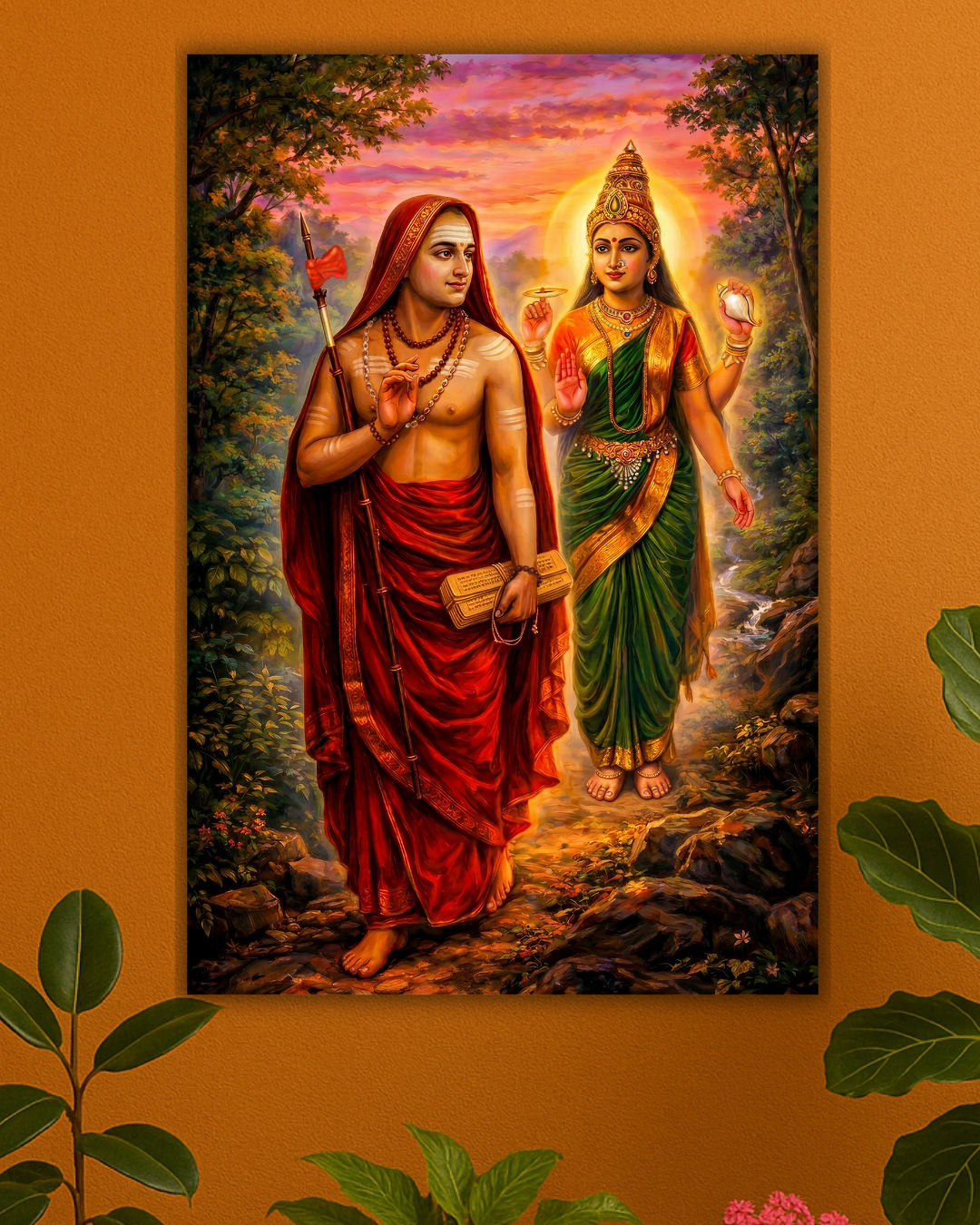 Adi Shankaracharya and Mookambika Devi Digital art Poster Print