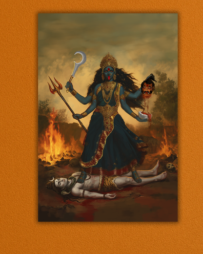 Maa Kali Poster Print – Divine Kali Wall Art | Vastu Spiritual Decor | Fade Proof 300 GSM Art Board