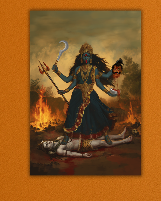 Maa Kali Poster Print – Divine Kali Wall Art | Vastu Spiritual Decor | Fade Proof 300 GSM Art Board