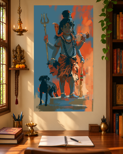Batuka Bhairava Poster | Lord Bhairava Hindu Devotional Wall Art | Spiritual Poster Print