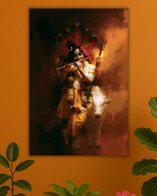 Shiva Keshava Poster Print | Sri Krishna as Lord Shiva | Premium HD Devotional Wall Poster