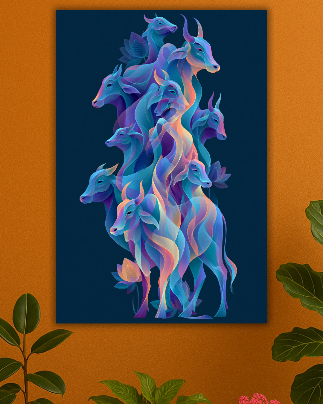 Abstract Cow Poster | Premium Animal Wall Art | Modern Spiritual Cow Poster Print