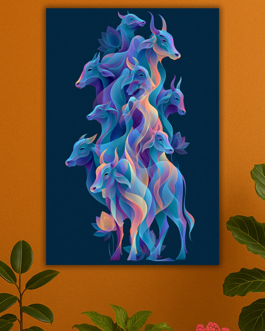 Abstract Cow Poster | Premium Animal Wall Art | Modern Spiritual Cow Poster Print