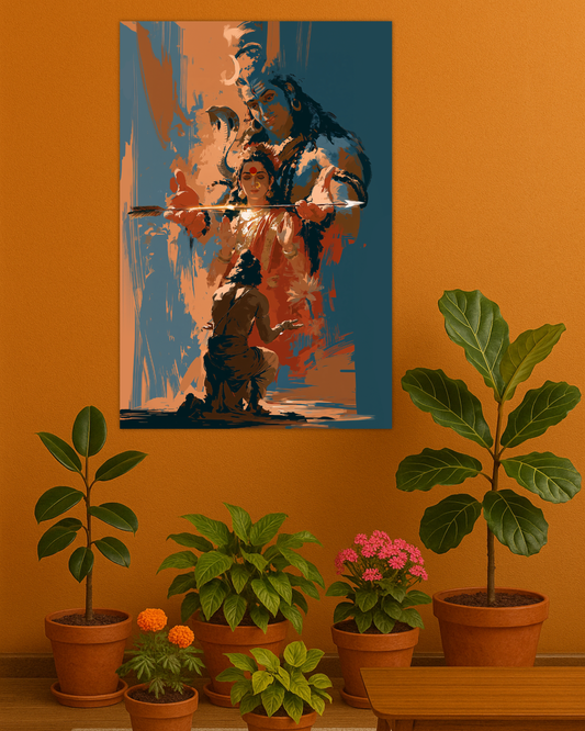 Kiratarjuniya Poster Print | Lord Shiva Grants Pashupatastra to Arjuna | Mahabharata Wall Art | Best Spiritual Gift