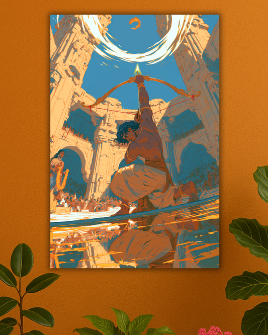 Arjuna Wins Draupadi's Swayamvara Poster Print | Mahabharata Wall Art | Best Spiritual Gift