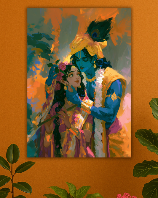 Radha Krishna art Poster Print | Premium Hindu Wall Art | Divine Love Wall Décor | Best Spiritual Gift